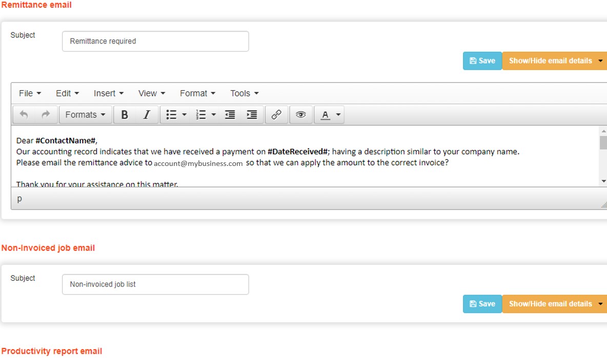Email Configuration screenshot